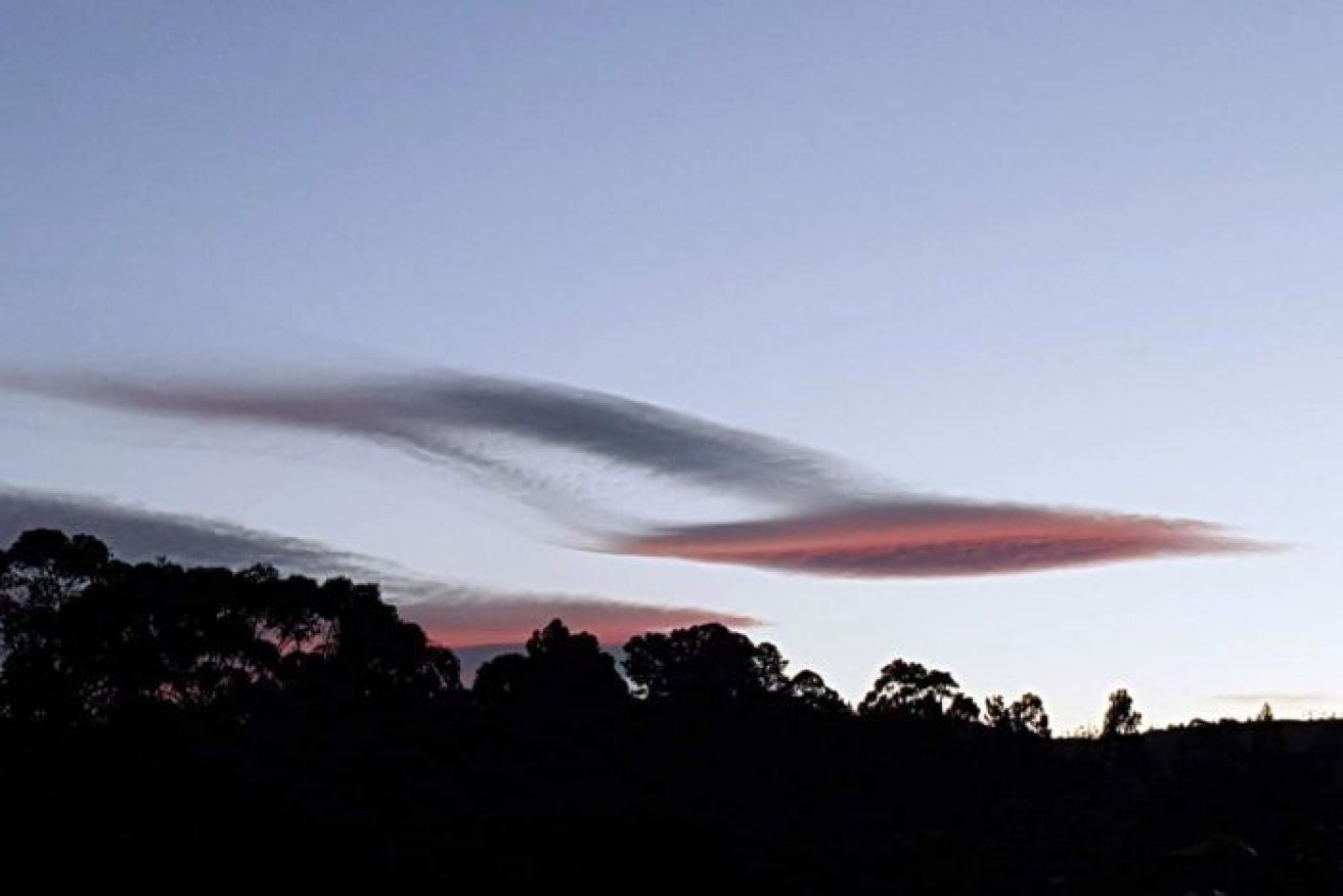 The UFO-shaped clouds seen over Tasmania this week.
