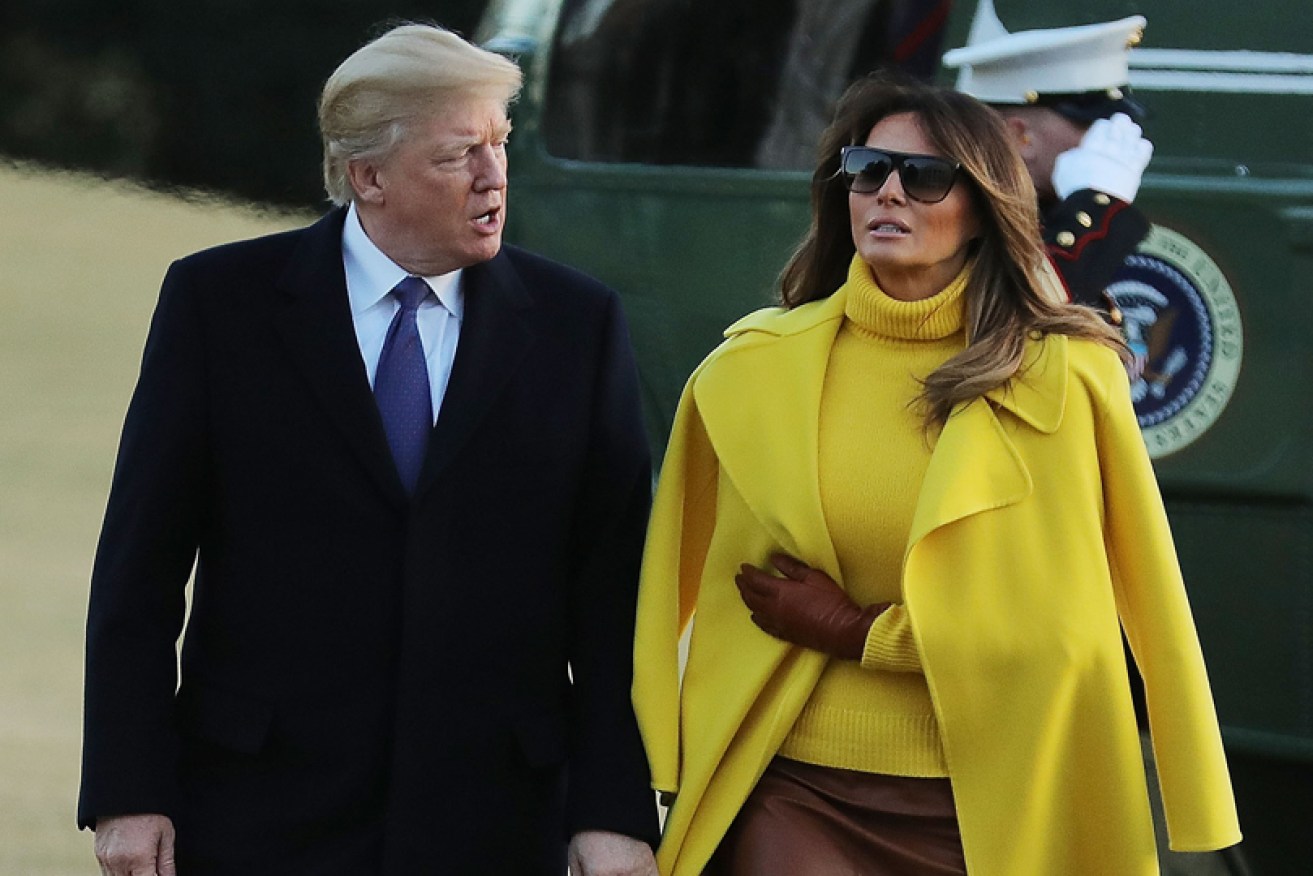Donald and Melania Trump arrive back at the White House on January 5, 2018 after a trip to Ohio.