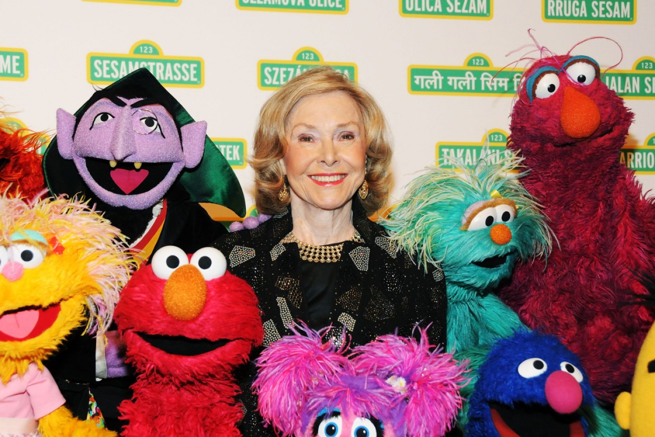 Sesame Street Creator Joan Ganz Cooney with some of her creations.