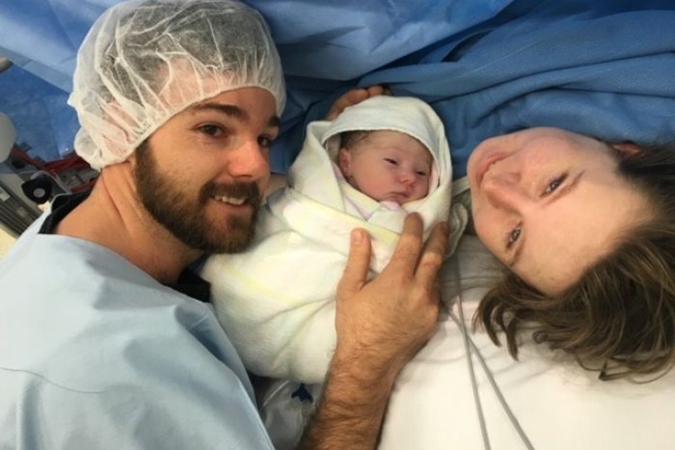 Jo and Chris Wright with newborn baby Philip.