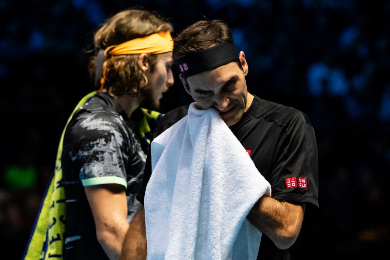 Roger Federer feels the heat against Stefanos Tsitsipas.