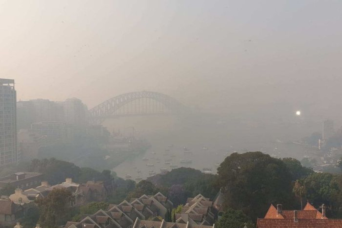 The harbour bridge was barely visible on Thursday.