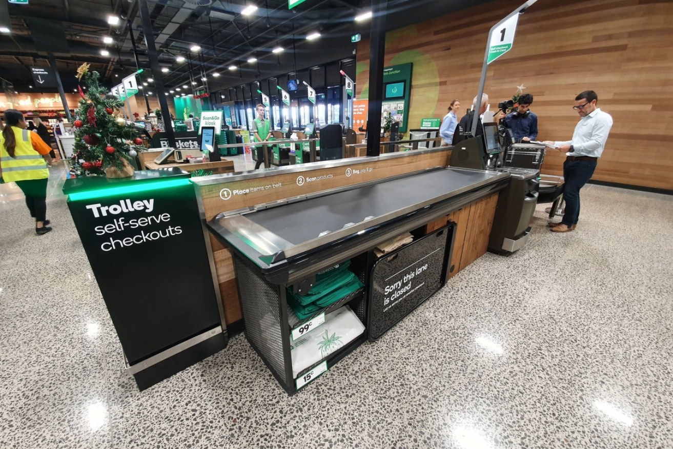 Well would you look at that. Woolworths is trialling its second trolley-friendly, self-serve checkout lane.