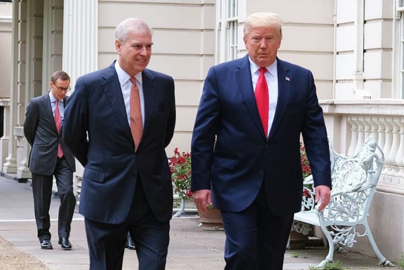 Prince Andrew with fellow Epstein acquaintance Donald Trump in London  on June 3.