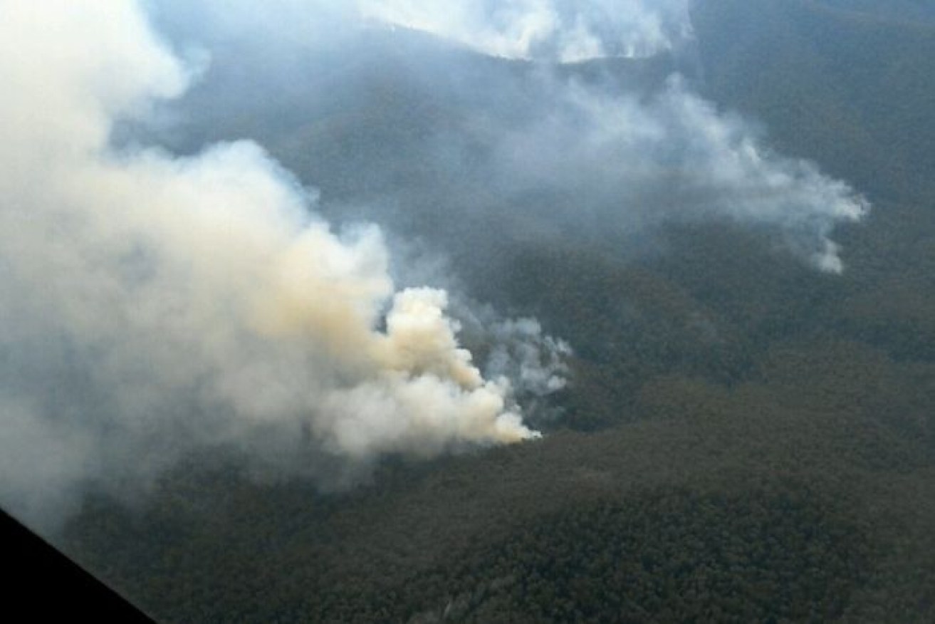 More than 20 fires are burning along Victoria's Great Dividing Range in steep, inaccessible terrain.