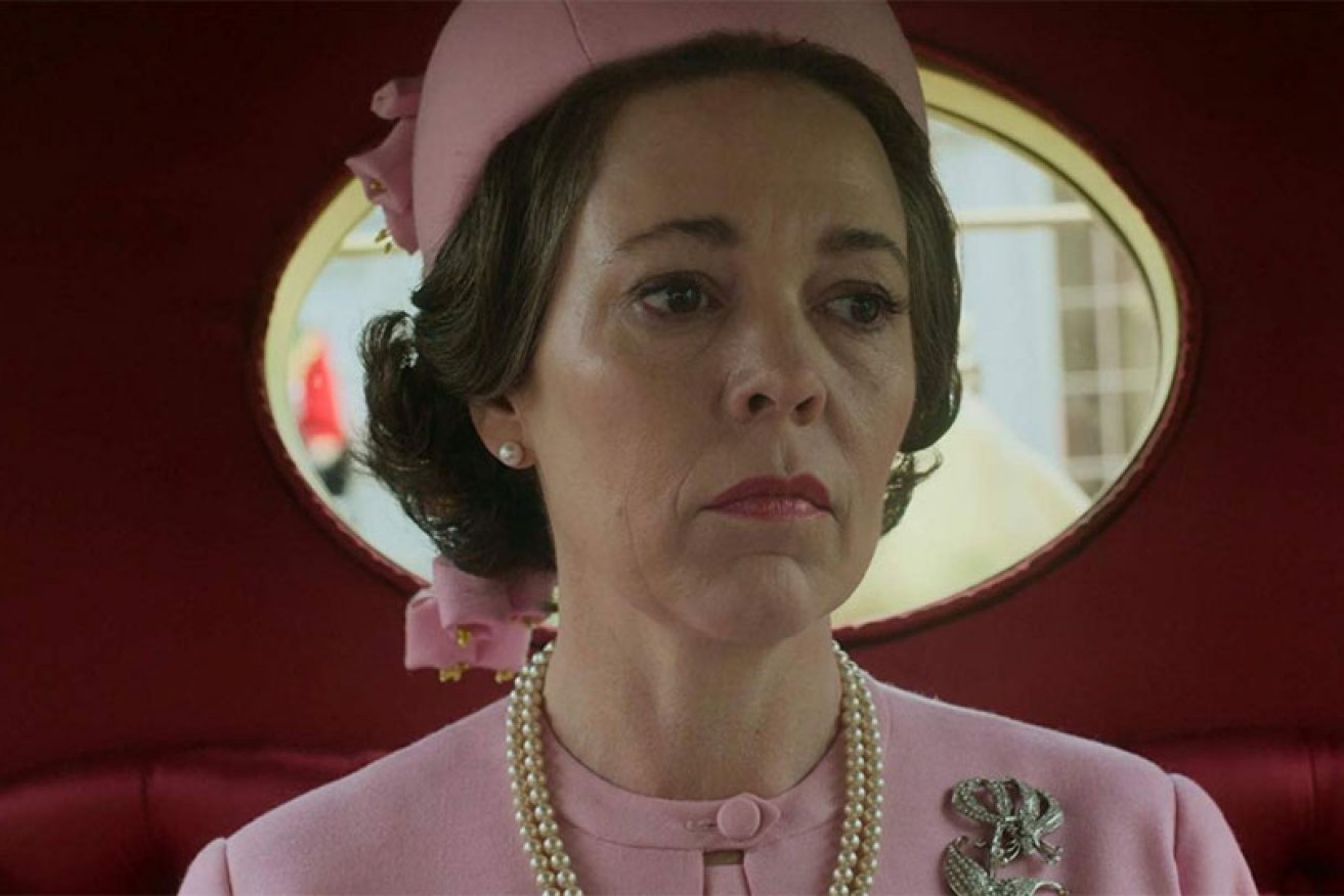 Olivia Colman as the Queen on her bittersweet Silver Jubilee day in <i>The Crown.</i>