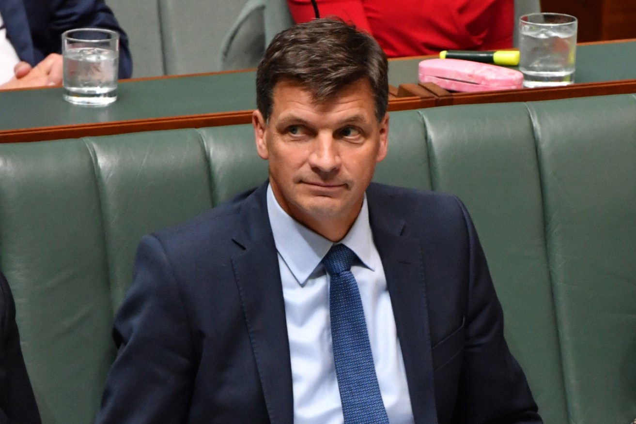 Energy Minister Angus Taylor keeps a low profile during question time on Wednesday.