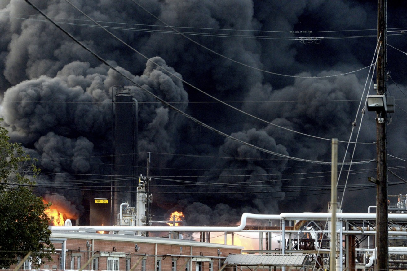 Smoke billows into the sky from the explosion at the east Texas chemical plant.