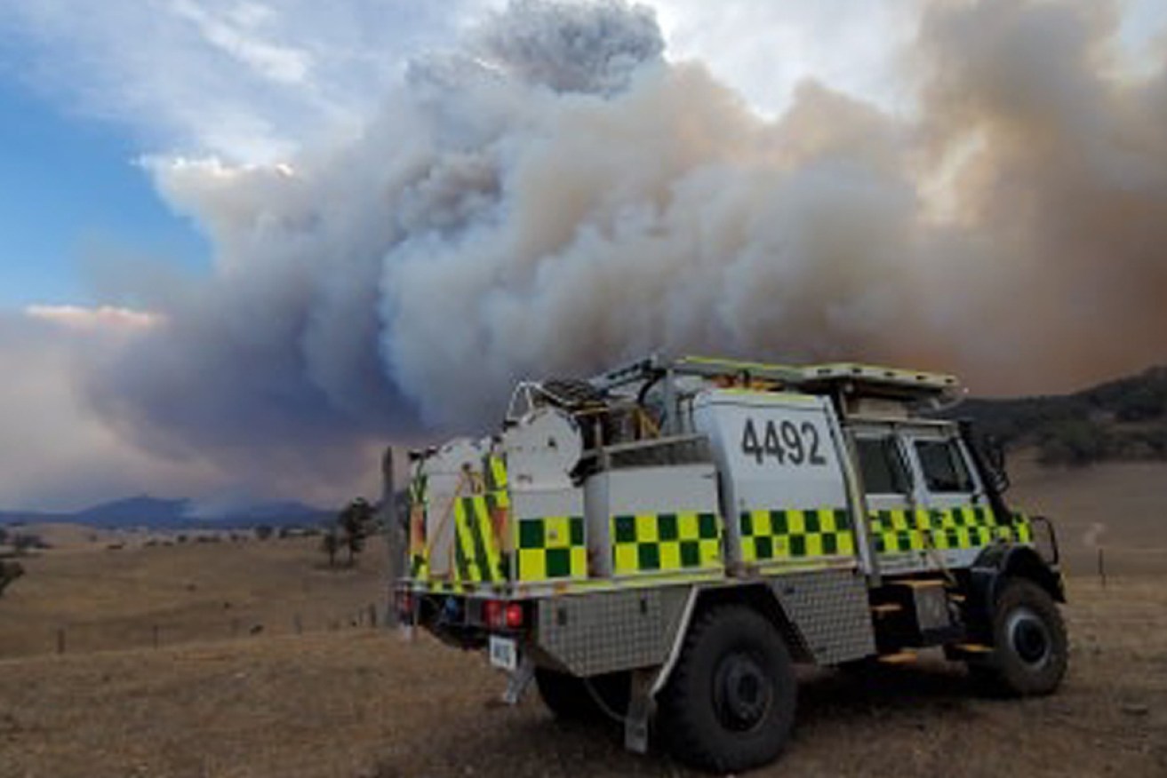 Smoke billows from a fire in East Gippsland.