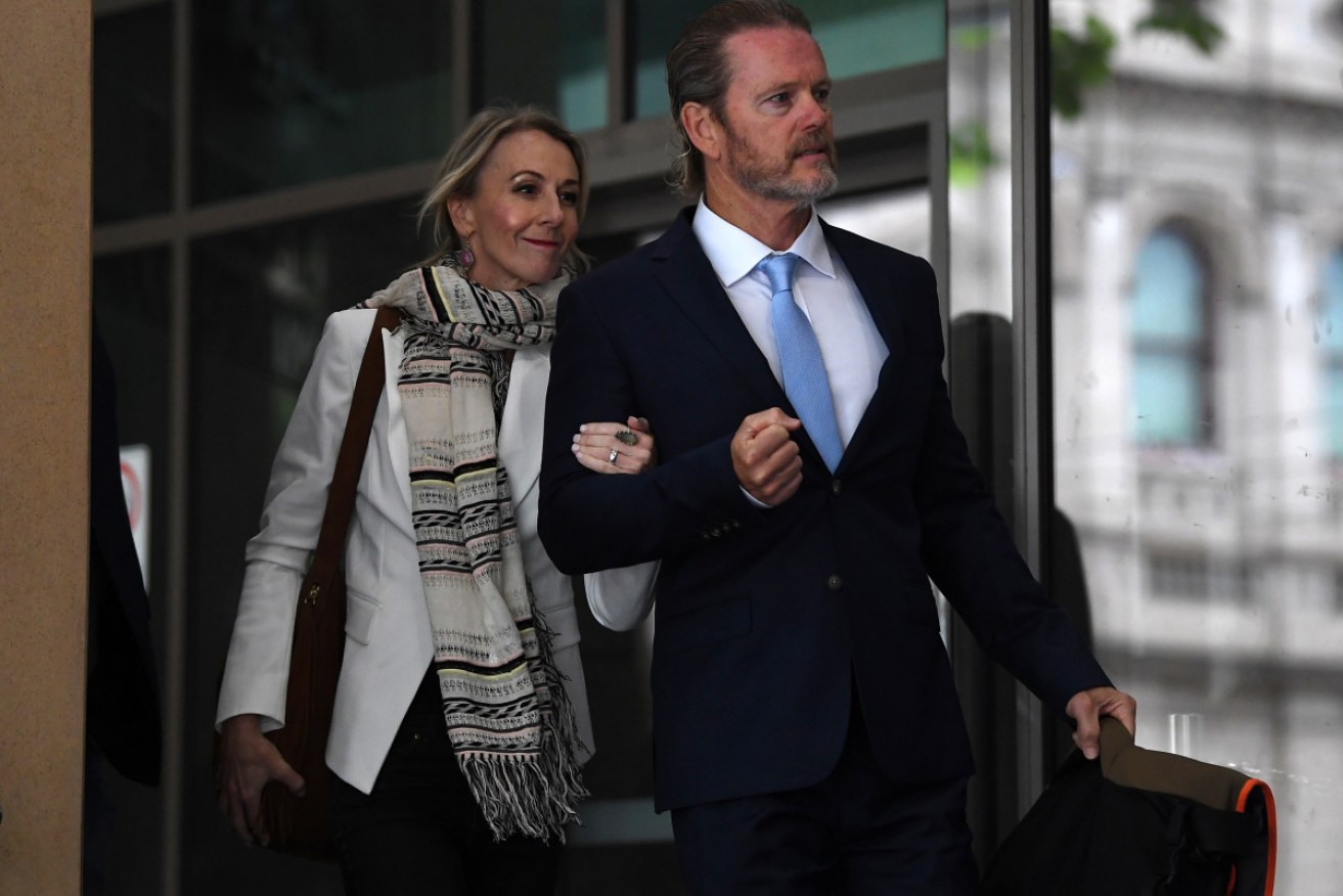 Craig McLachlan (right) arrives at the Melbourne Magistrates Court.