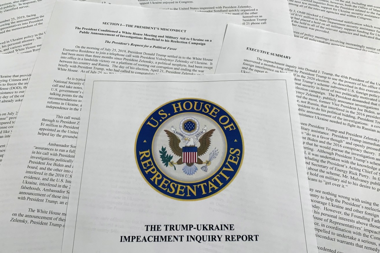 The House released a sweeping impeachment report outlining evidence of Mr Trump's wrongdoing toward Ukraine. 