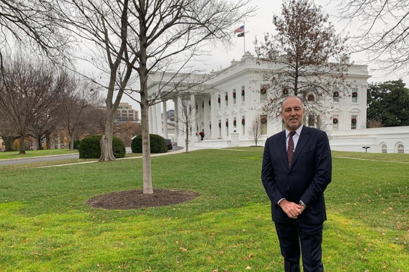 Pastor Brian Houston outside the White House in Washington DC. 