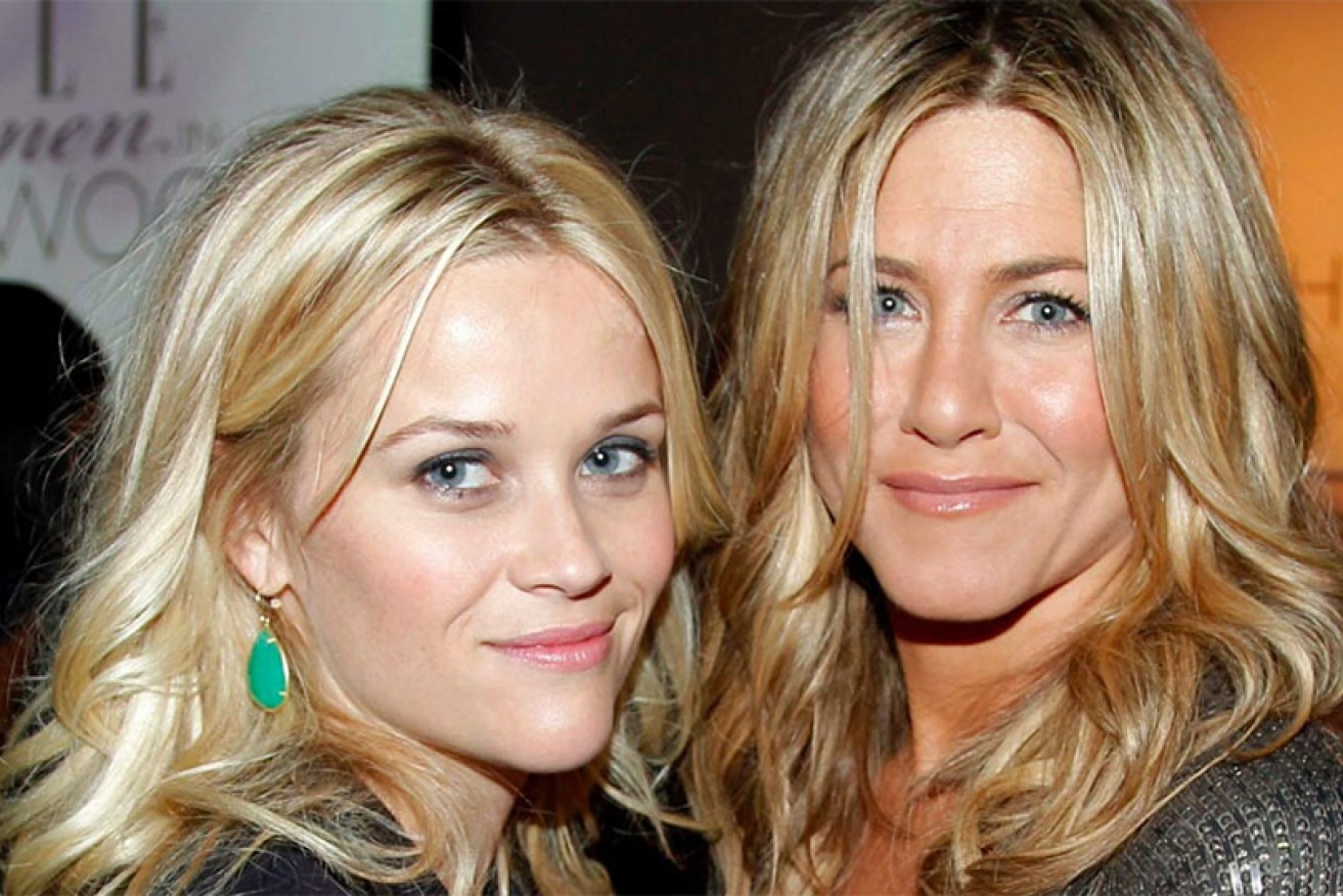 Golden Globe nominees Reese WItherspoon and Jennifer Aniston at an event for Apple+ TV's <i>Morning Wars.</i>