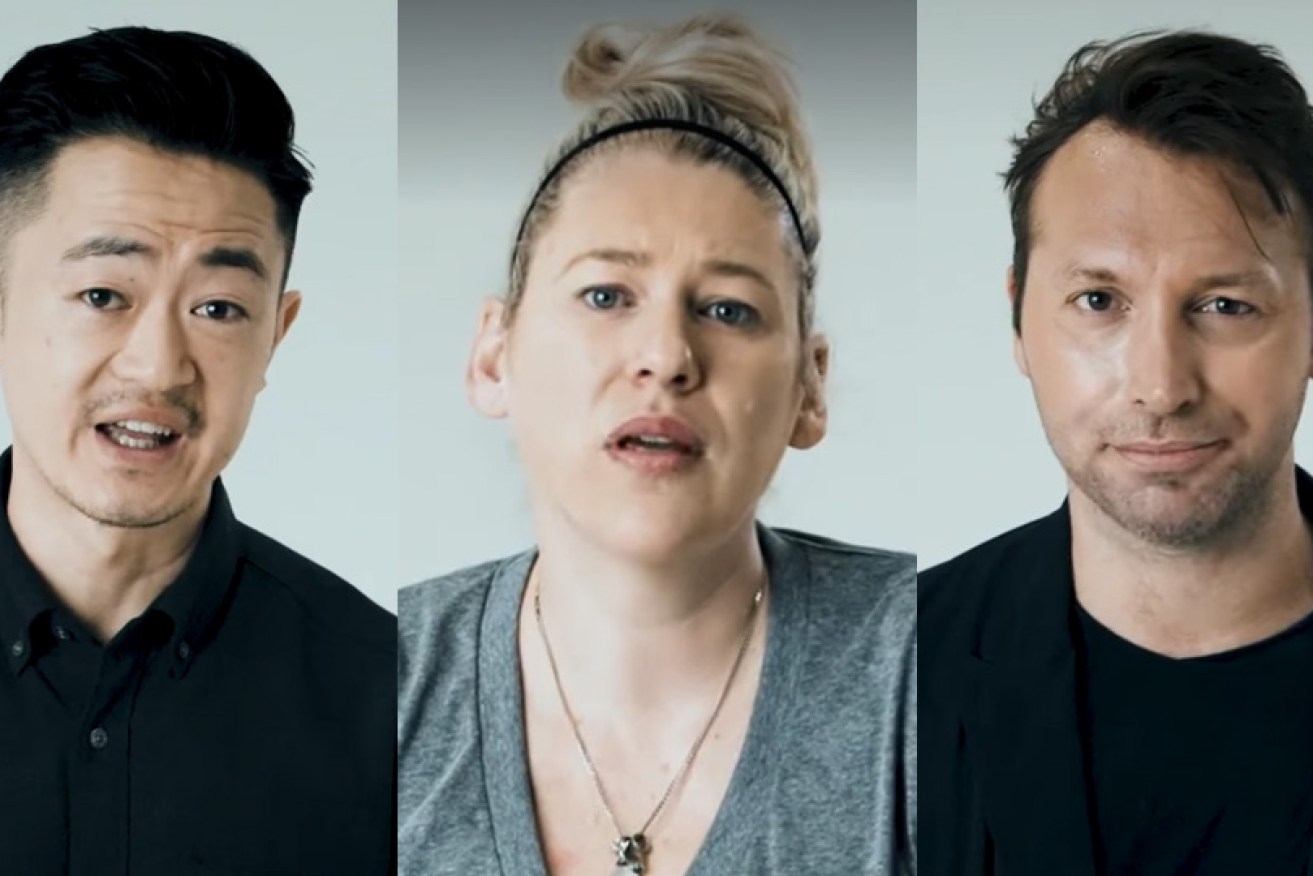 Benjamin Law, Lauren Jackson and Ian Thorpe in the Equality Australia video.