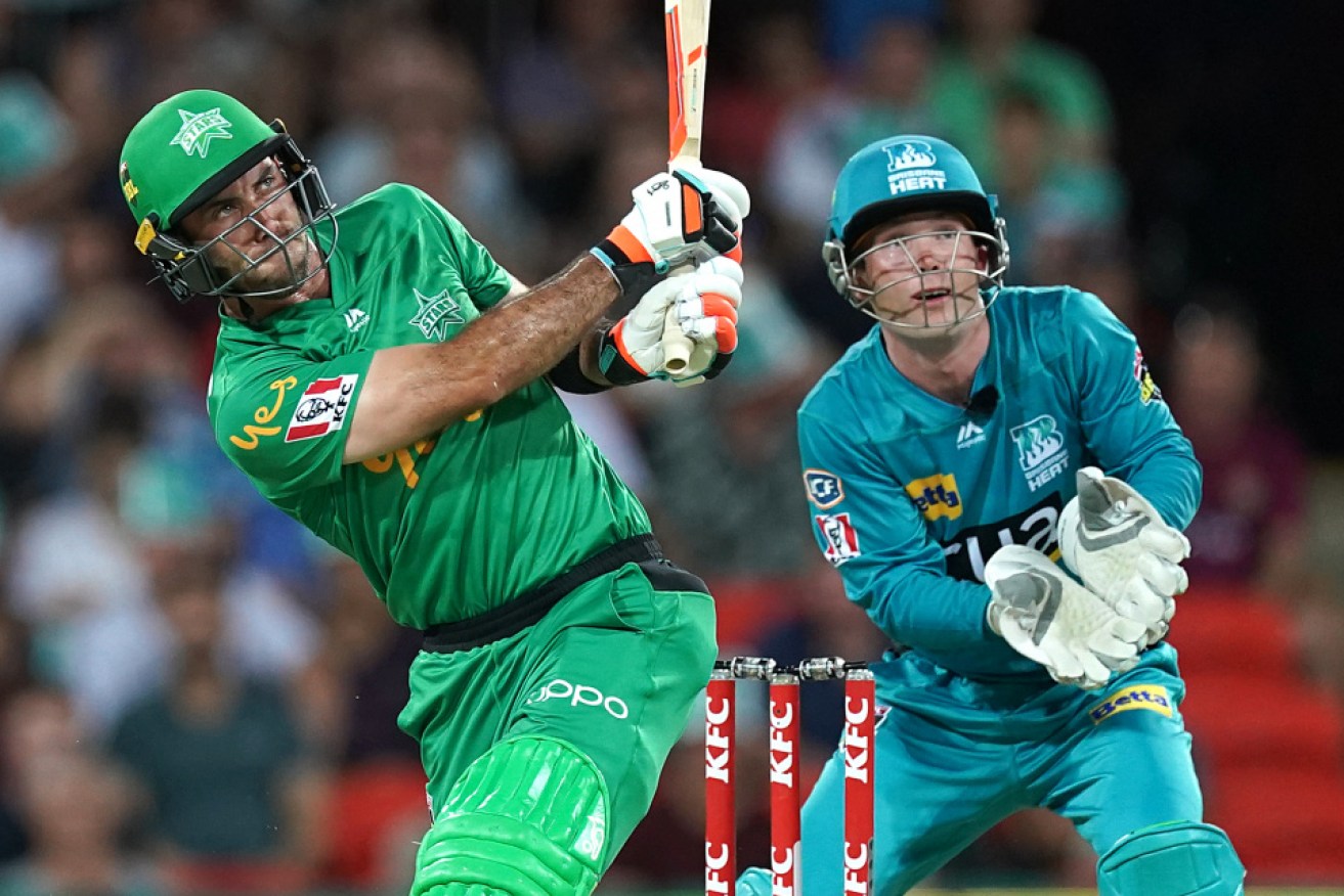 Glenn  Maxwell lashes out at Metricon Stadium on the Gold Coast. 
