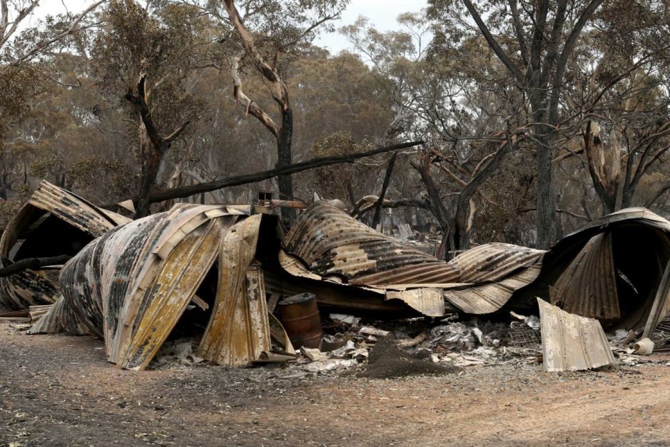 A destroyed home outside Woodside in the Adelaide Hills in December 2019.