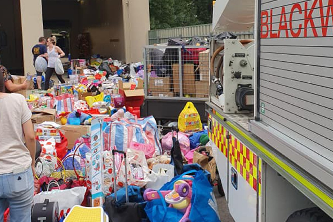 Relief centres in South Australia have been inundated with donations for bushfire victims.