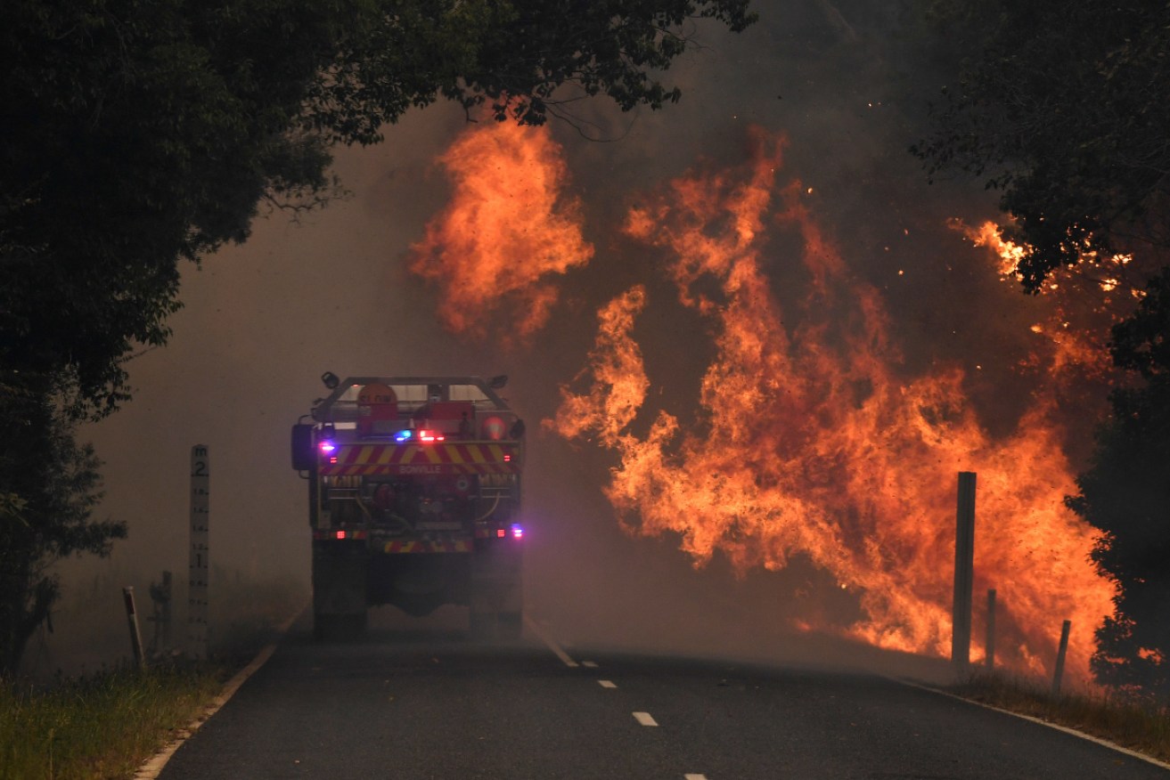 A volunteer firefighter has died in a truck crash as bushfires continue to consume NSW. 
