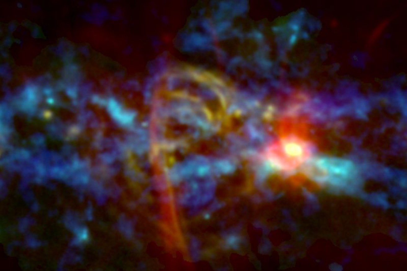 The "candy cane" at the heart of our galaxy is a magnetic structure called the Radio Arc.