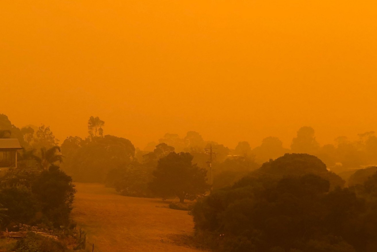 Skies turned red north of Mallacoota in East Gippsland as conditions deteriorated on Saturday afternoon.