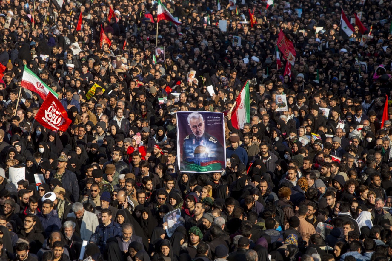 Mourners attended a funeral for Iranian Major General Qassem Soleimani and others killed in Iraq by a US drone strike. 