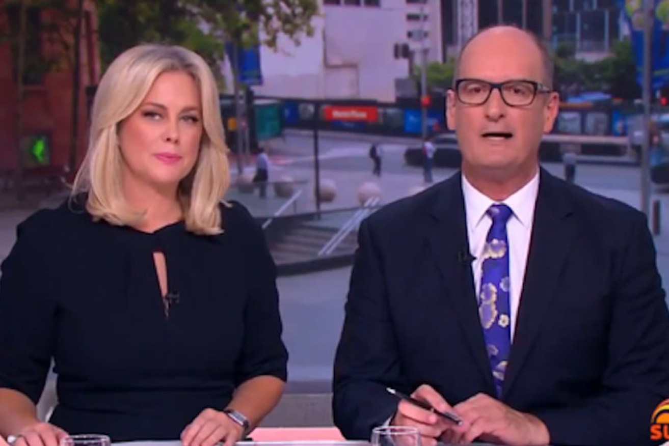 Samantha Armytage and David Koch at the helm of <i>Sunrise</i> on January 6, the first head-to-head show with the new <i>Today.</i>
