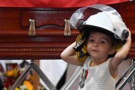 Little Charlotte farewells hero firefighter dad