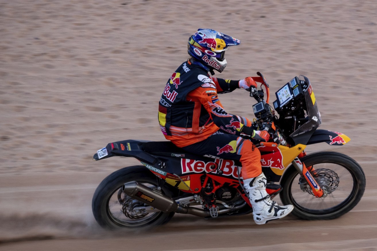 Toby Price became the first bike competitor to win two stages. 