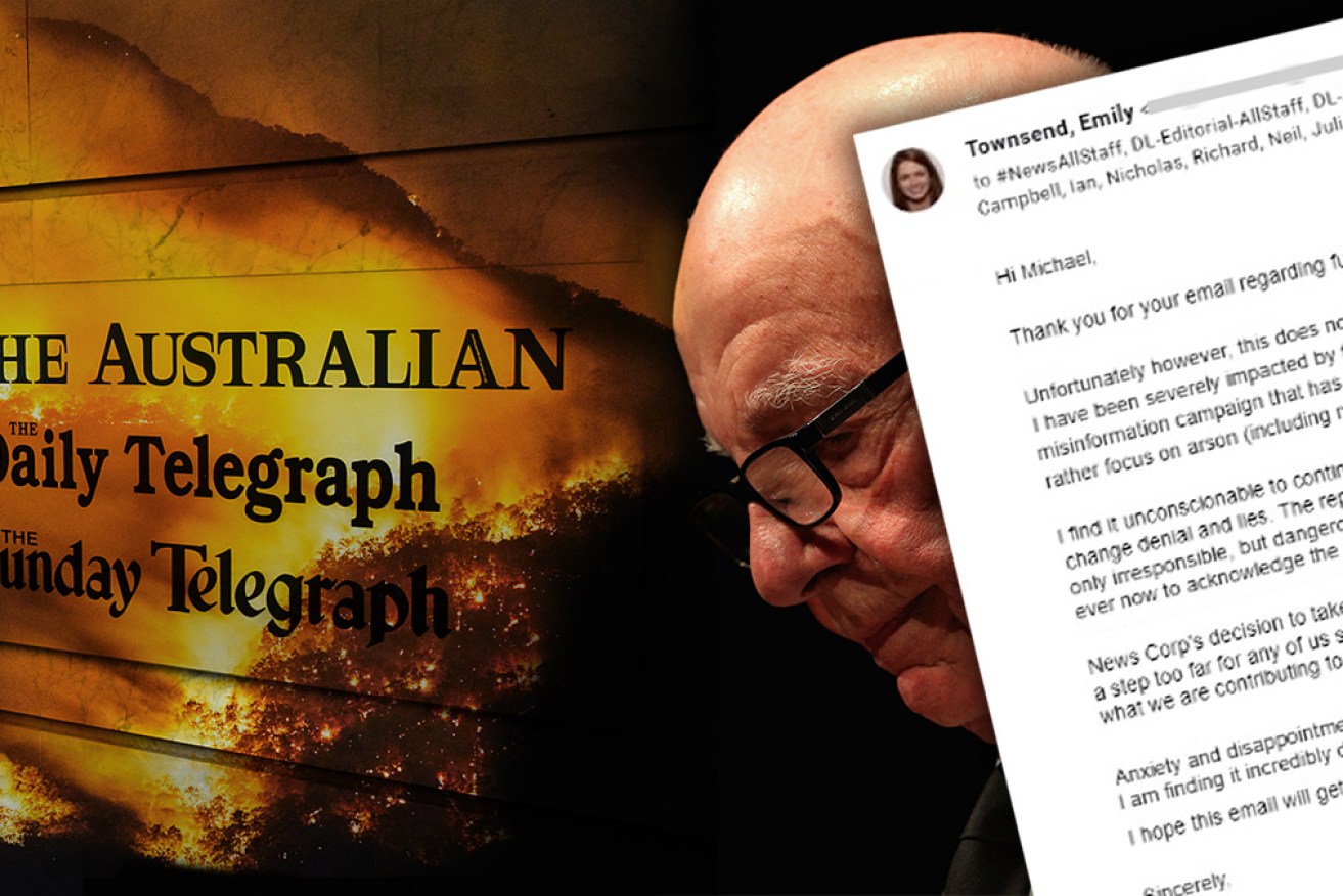 The email was highly critical of News Corp's reporting.