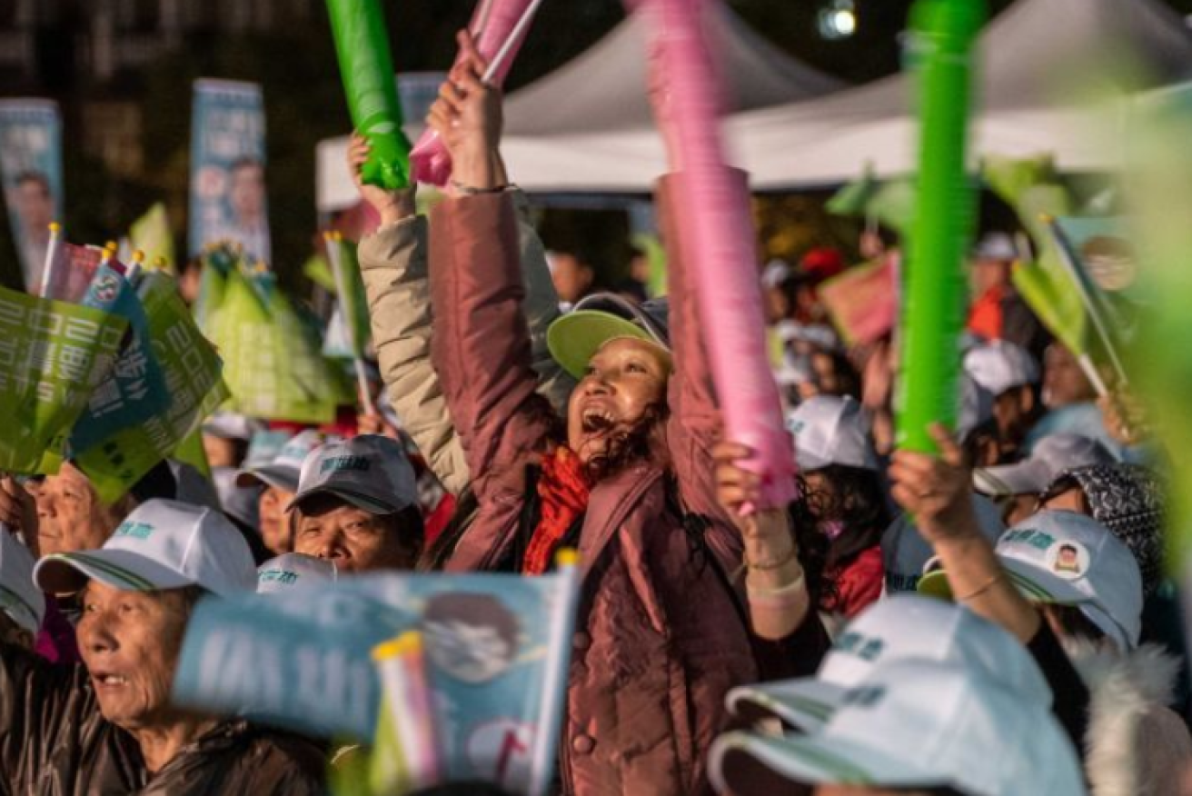 Jubilant supporters celebrate Tsai Ing-wen's crushing victory. 