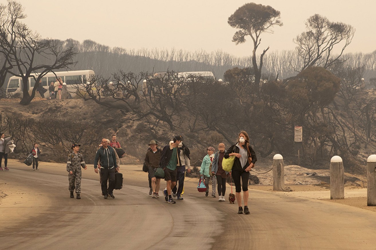 Mallacoota locals during the bushfire crisis in January.