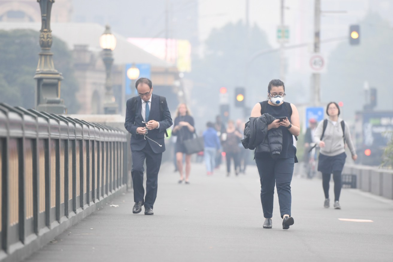 Bushfire smoke blankets Melbourne on January 14. Photo: AAP