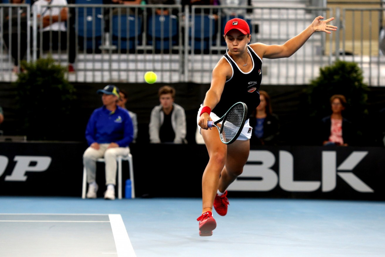 One thing at a time: Ash Barty in action at the Adelaide International. 