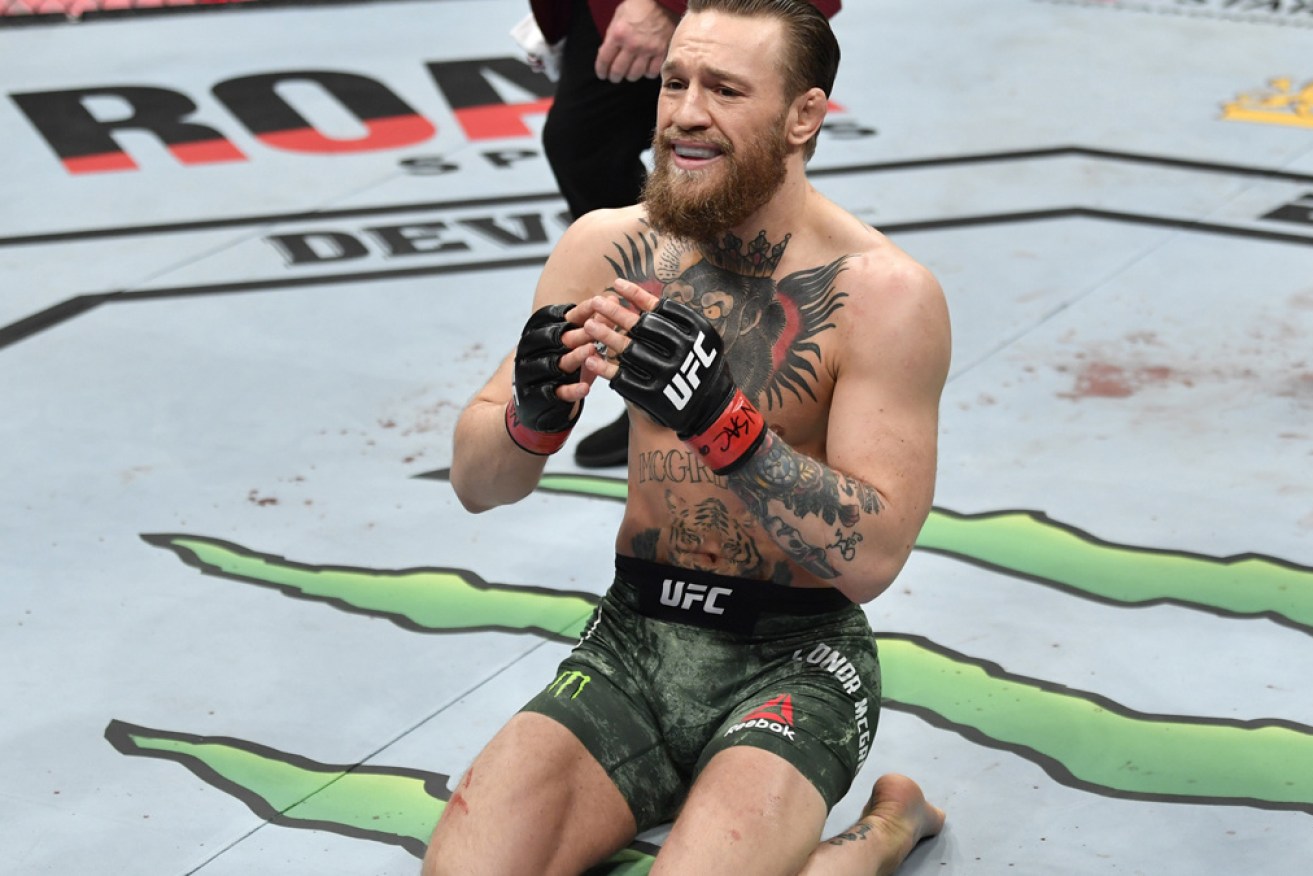 Conor McGregor savours the moment after knocking out Donald Cerrone at the UFC 246 event in Las Vegas on Sunday.