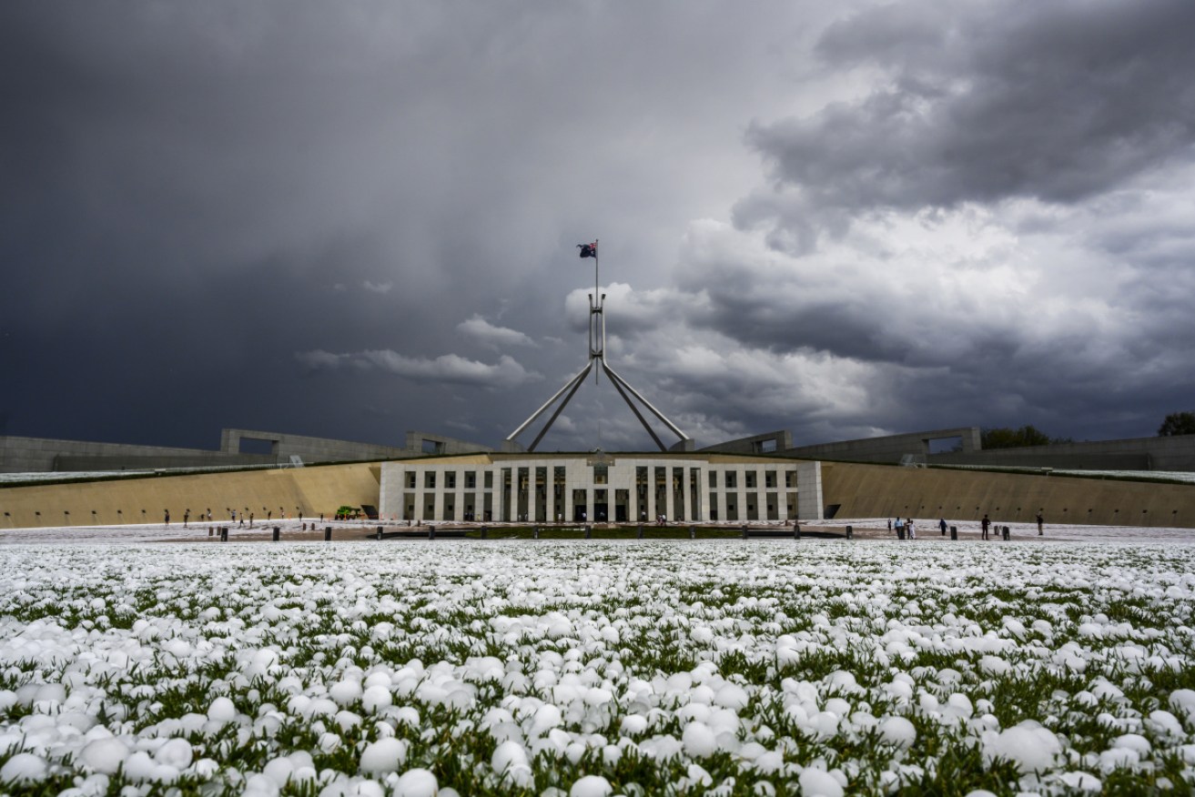 Hailstones the size of golf balls fell at Parliament House at across much of the ACT.