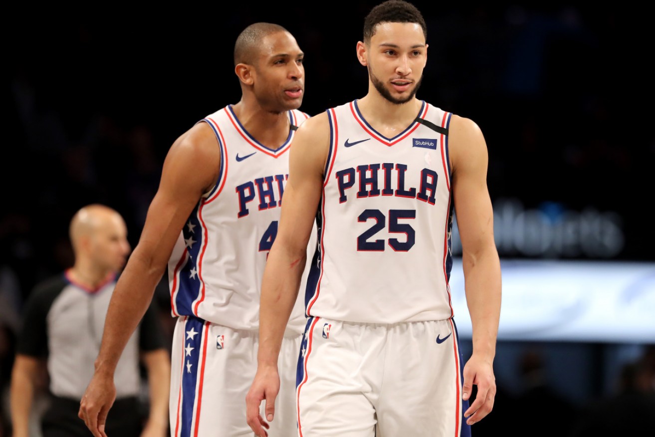 Ben Simmons, pictured with teammate Al Horford during the Philadelphia 76ers' win over the Brooklyn Nets