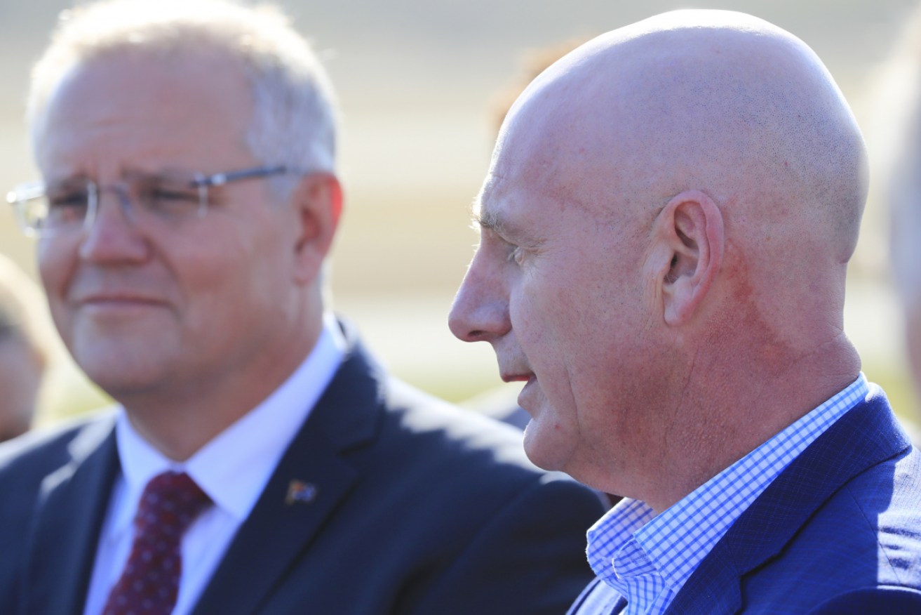 Peter Gutwein with PM Scott Morrison in Hobart in February 2019.
