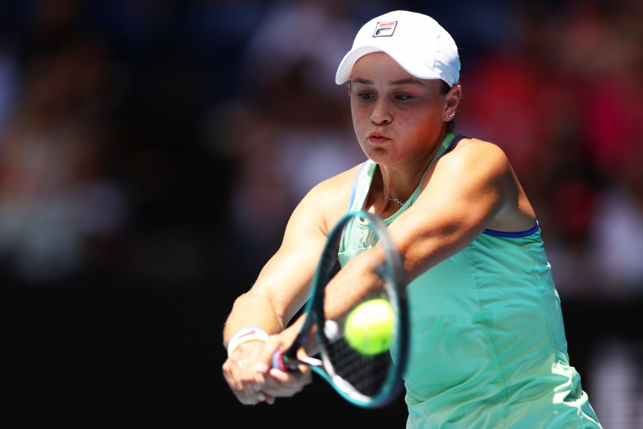 Ash Barty in action in an early round of the 2020 Australian Open