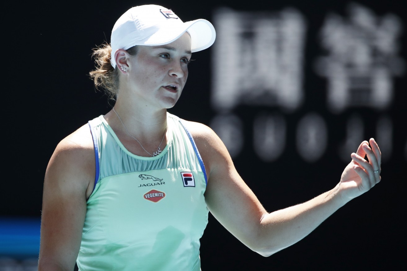 Ash Barty appeared to struggle in the Melbourne heat during the opening set of her semi-final.