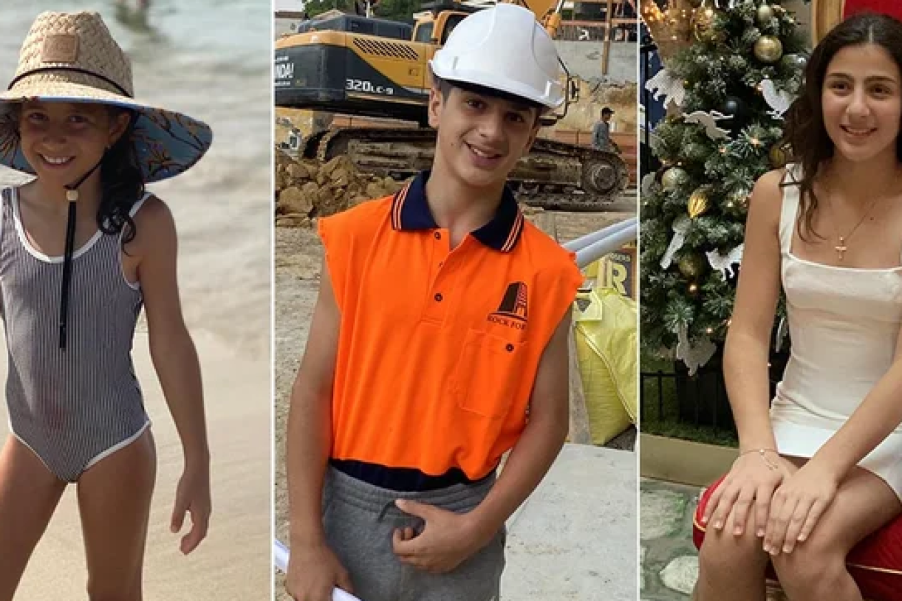 Three of the children killed in the Oatlands crash – Sienna, Antony and Angelina Abdallah.