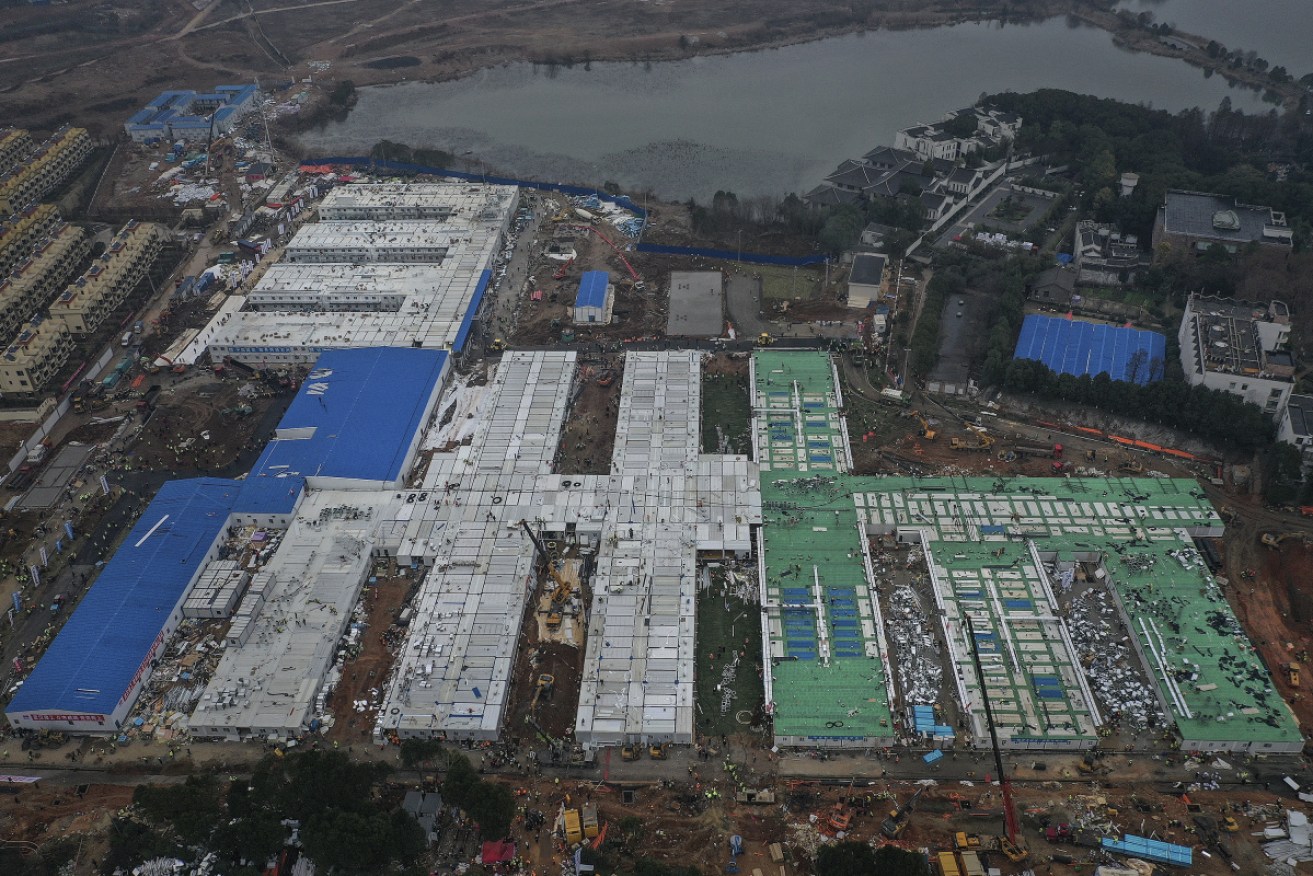 The 1000-bed hospital under construction in Wuhan.