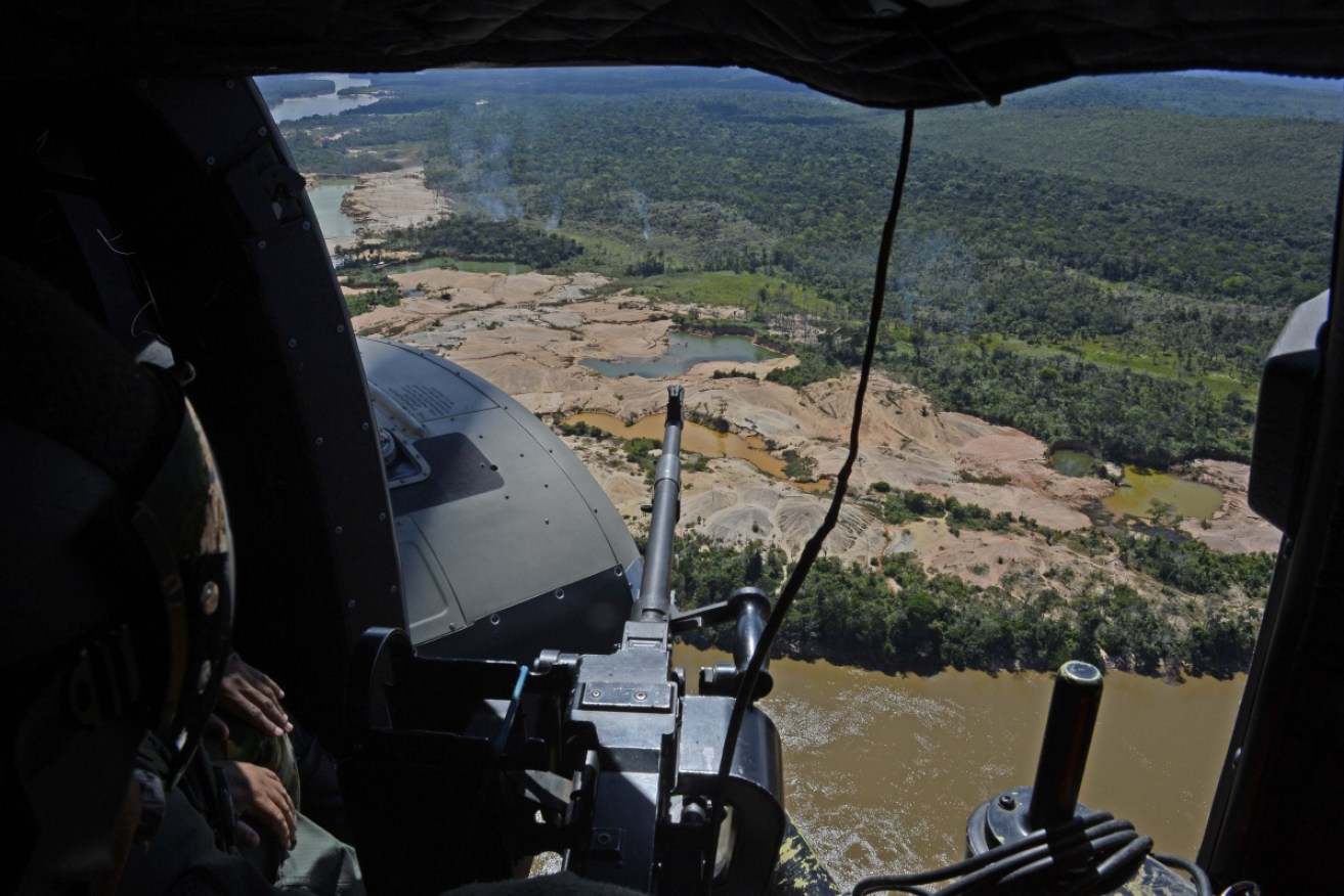 Aerial view of an illegal mines in Bolivar State,  Venezuela