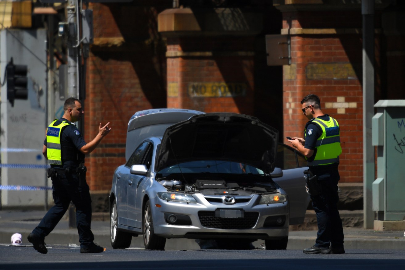 The Flinders and William streets intersection was closed by police.