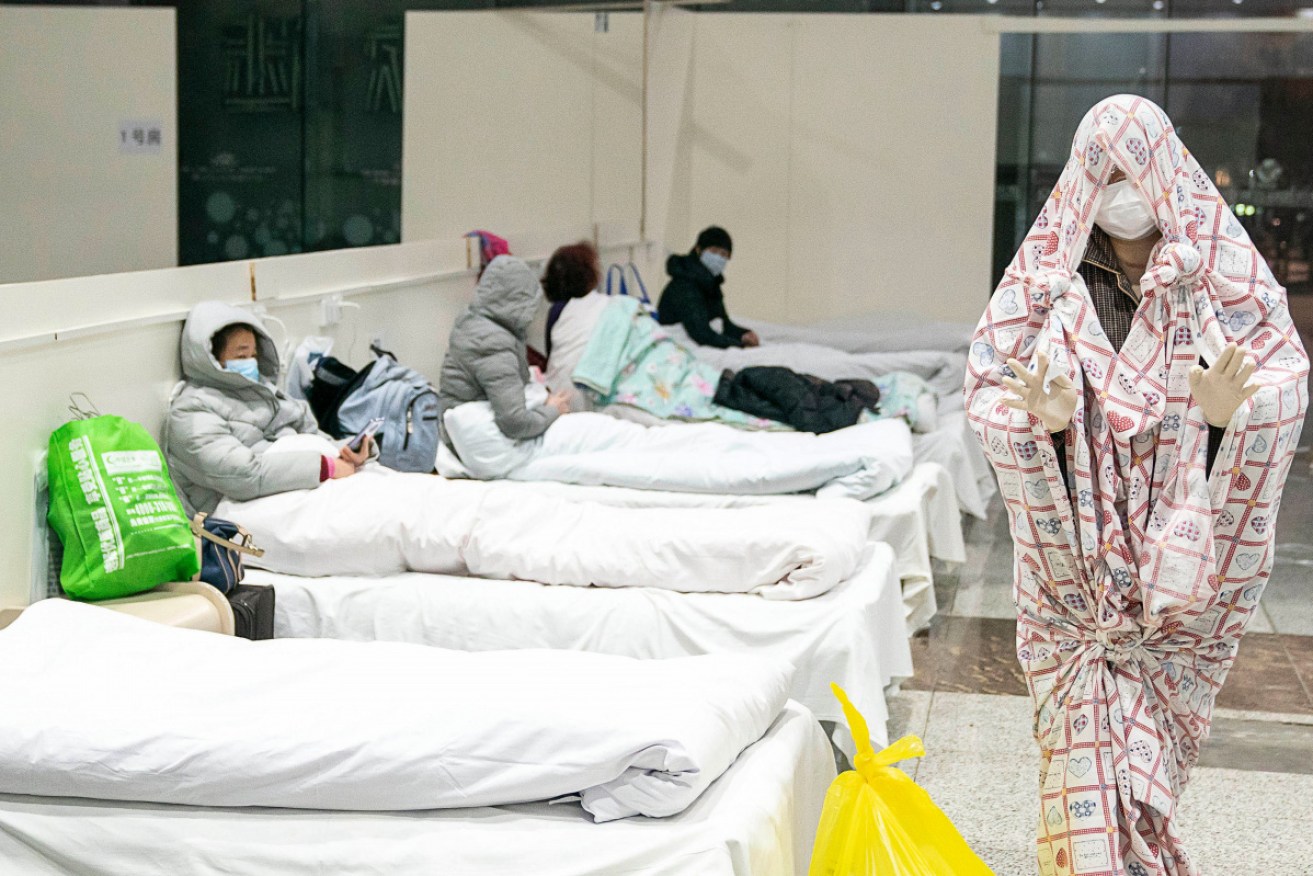 A patient in a temporary quarantine centre in Wuhan.