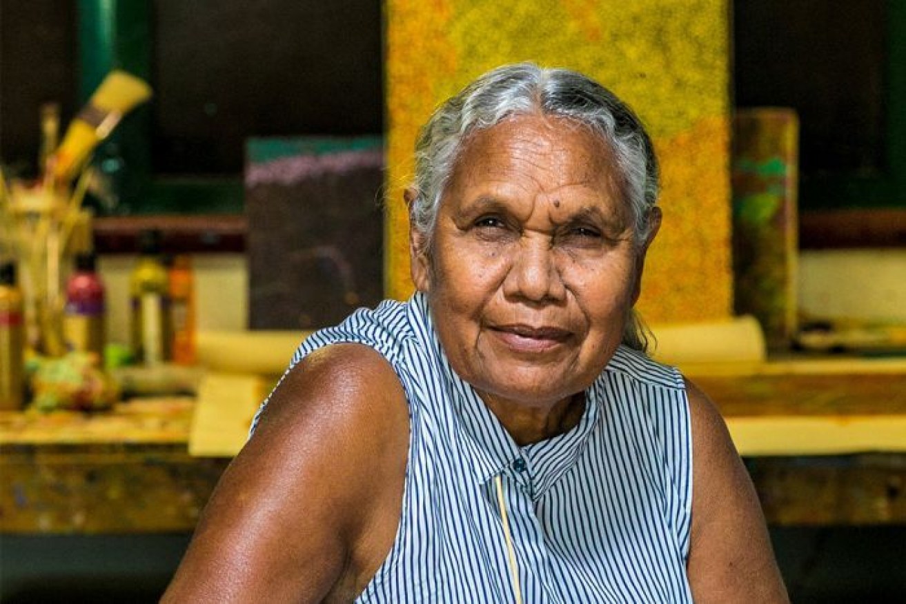 Artist Allery Sandy works out of Yinjaa-Barni Art in Roebourne, home to a collective of artists chiefly from the Millstream Tablelands and Yindjibarndi language group. 