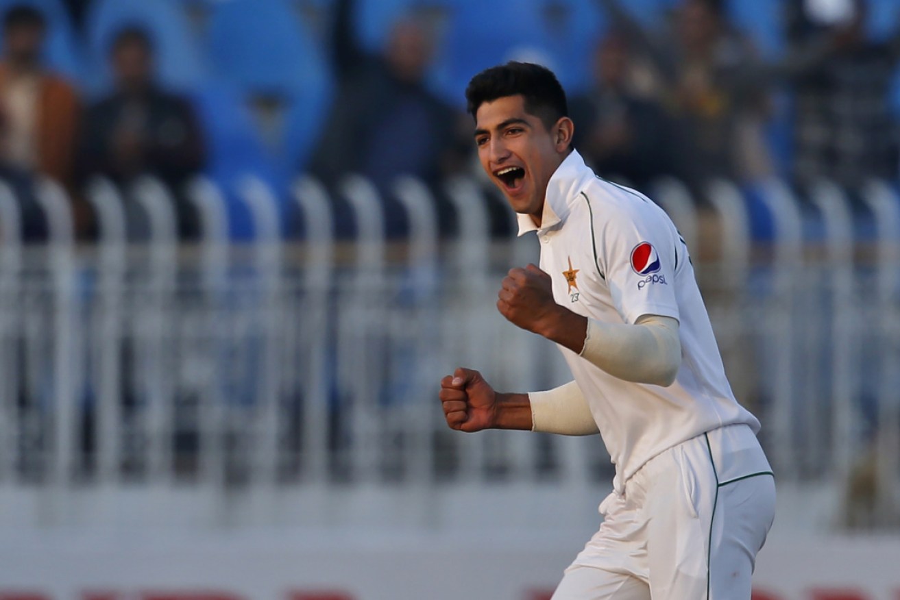 Pakistan's 16-year-old debutant Naseem Shah has taken 4-26 against Bangladesh to become the youngest ever bowler to take a Test hat-trick.