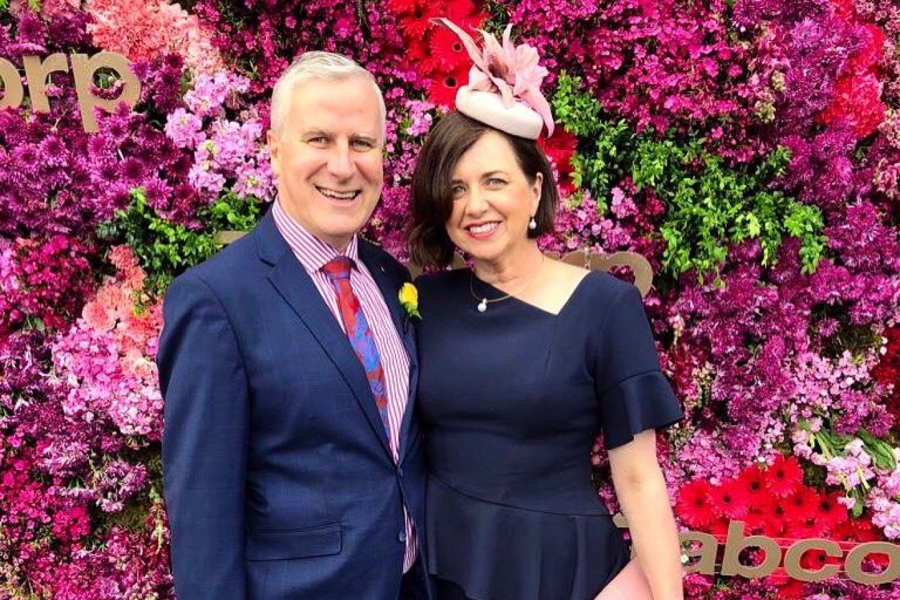 Deputy PM Michael McCormack and wife Catherine, pictured at the Melbourne Cup in 2018, are regulars at the races. 