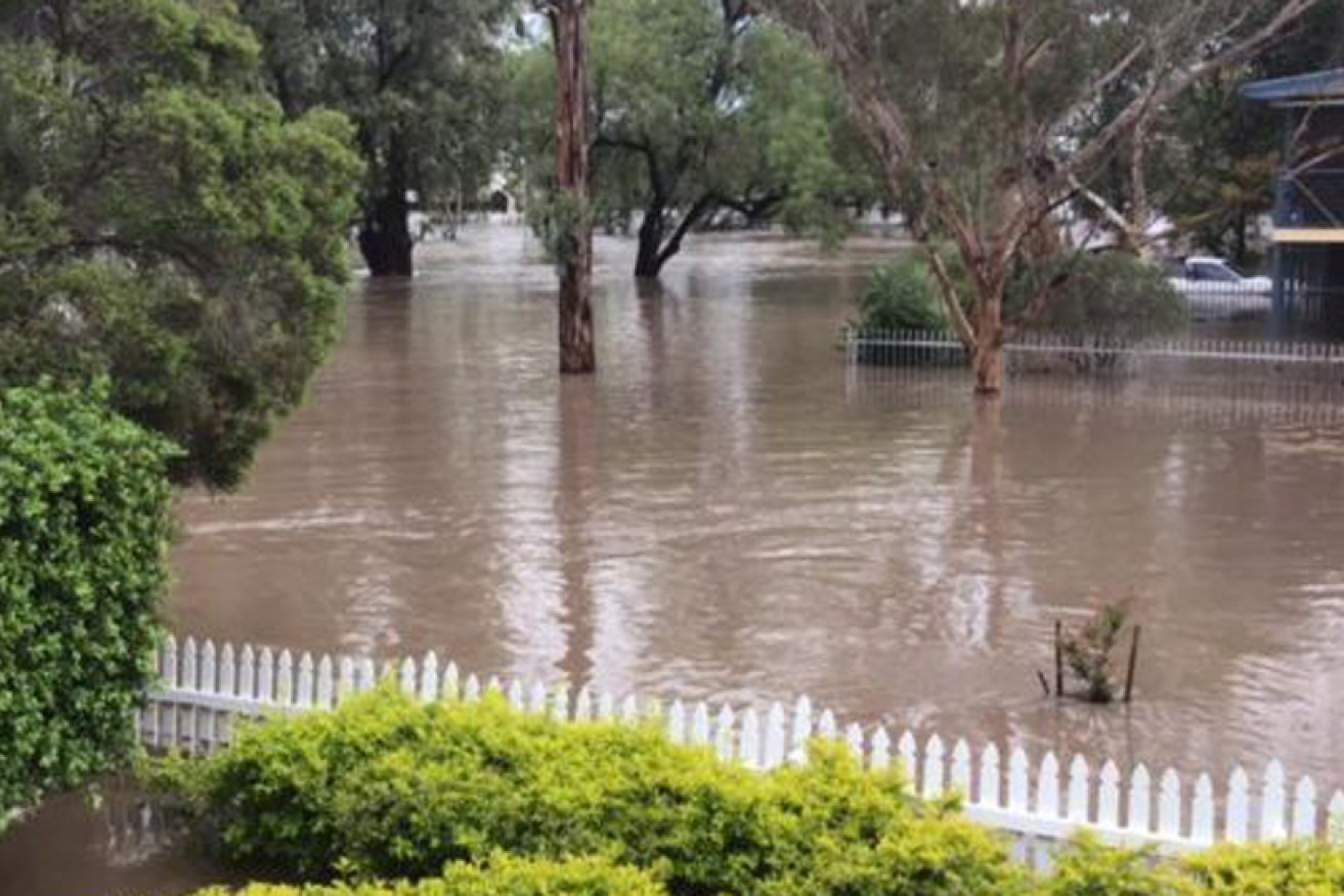 Flooding in Jandowae, in Queensland's Western Downs, on Tuesday. More rain was forecast for Wednesday.