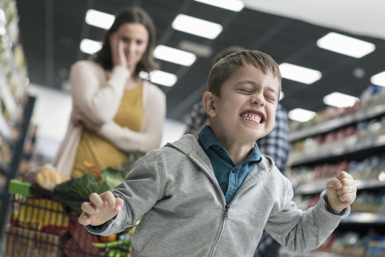 Children play up in supermarkets, but 35 per cent of parents say they've felt 'shamed' by strangers for their parenting.