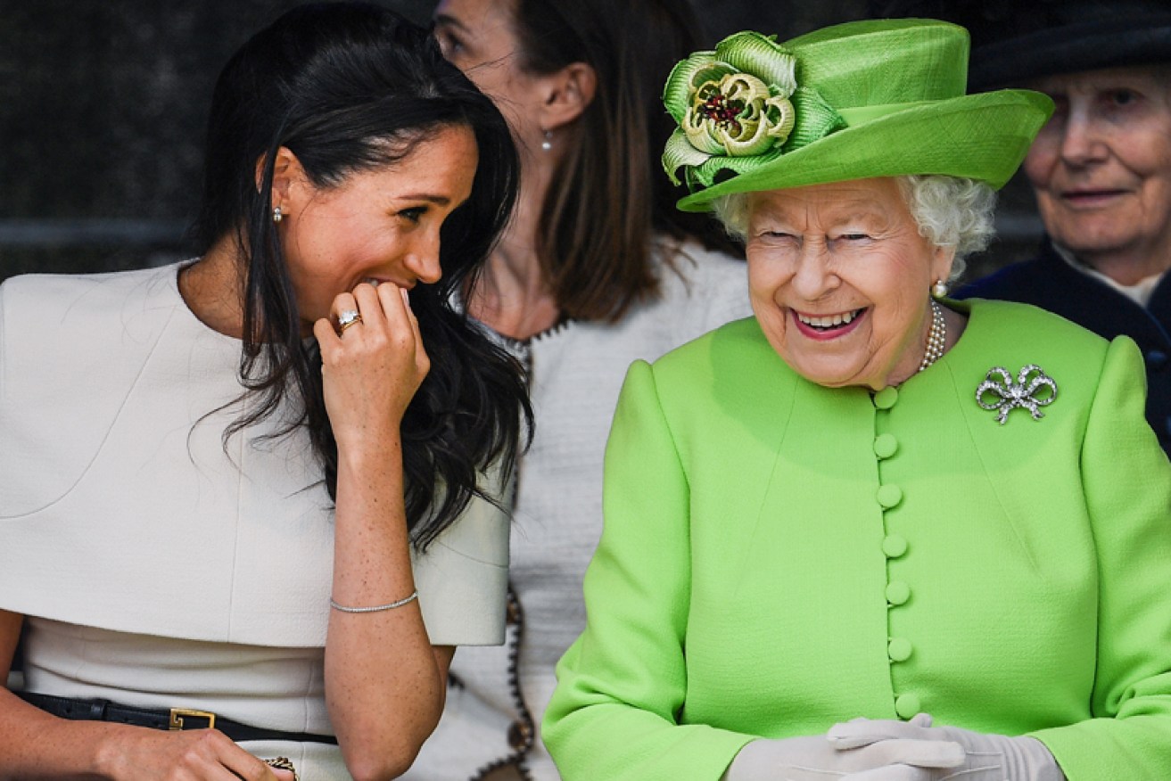 Meghan Markle and Queen Elizabeth open a bridge together in June 2018 in Cheshire.